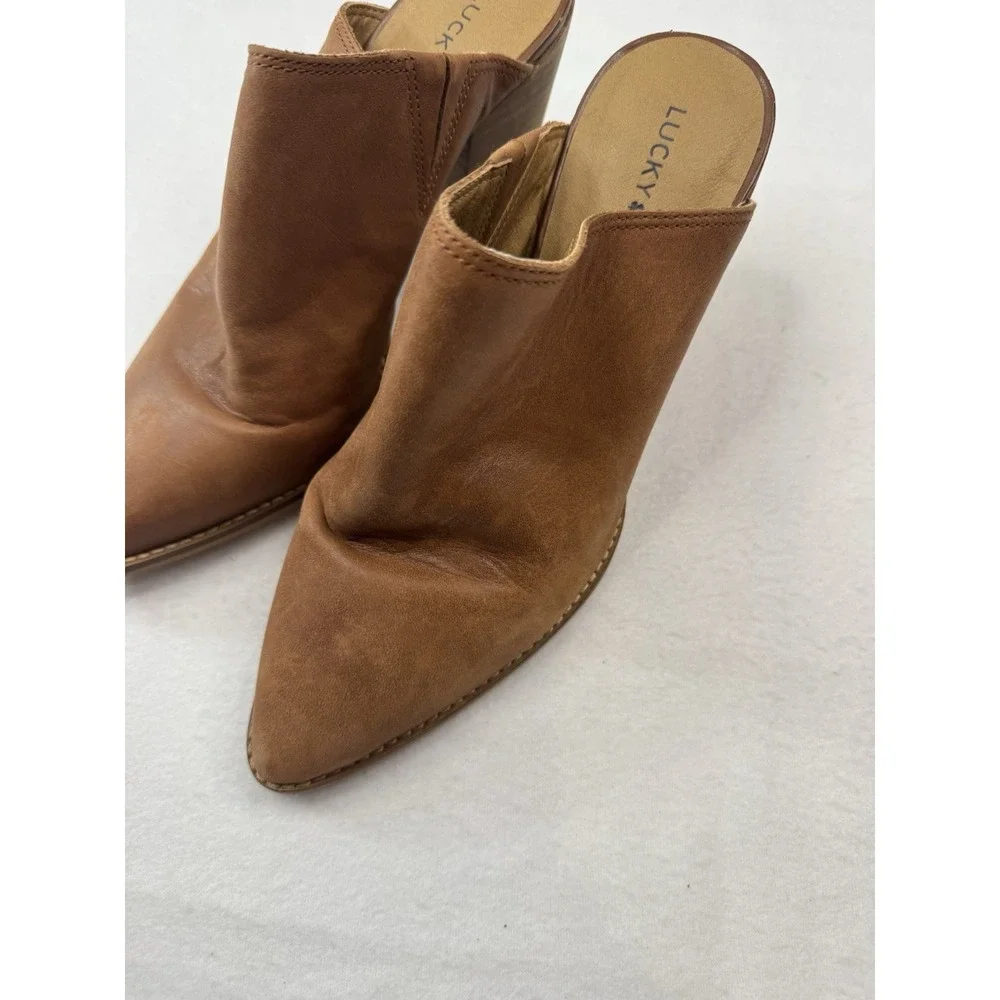 Lucky Brand Leather Heels 8.5 Brown Slip On Boho Western Cowgirl - Picture 5 of 9